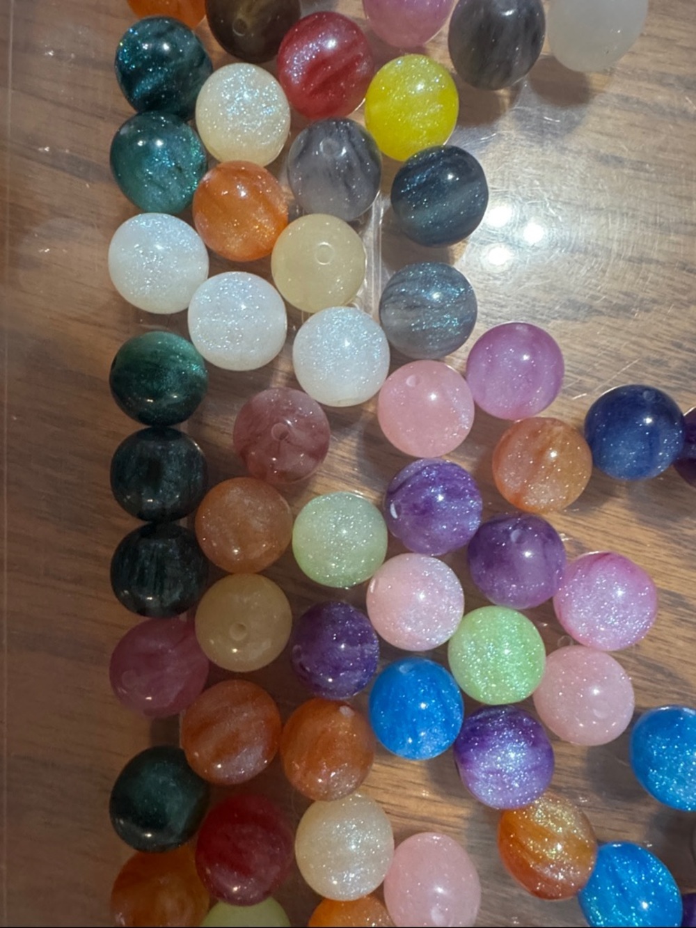 Assorted Shimmery Round Beads - Multicolor Mix 90 pieces
